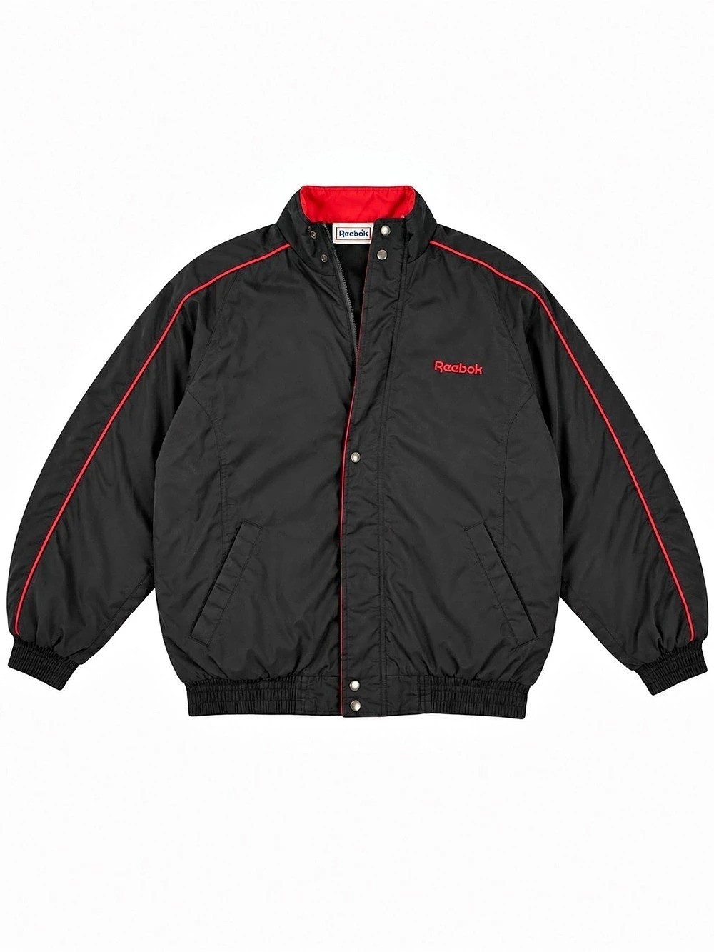 Vintage 90s Reebok Black & Red Track Jacket Windbreaker – Size Small